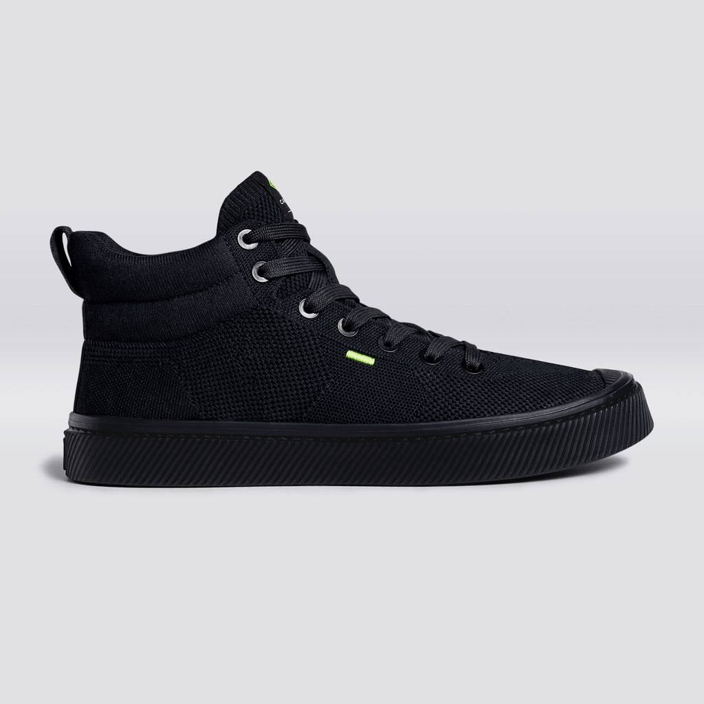 IBI HIGH Cariuma High Top Bamboo Weave Knit Vegan Noir Homme | WDC-2903835